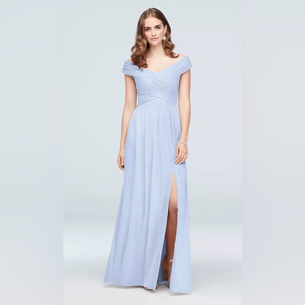 New with tags David’s Bridal bridesmaid dress in ice blue